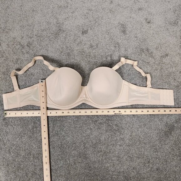 New Women's Bra Size 36DDD 36F Beige Convertible Straps Non Slip Smooth Look - Picture 4 of 6